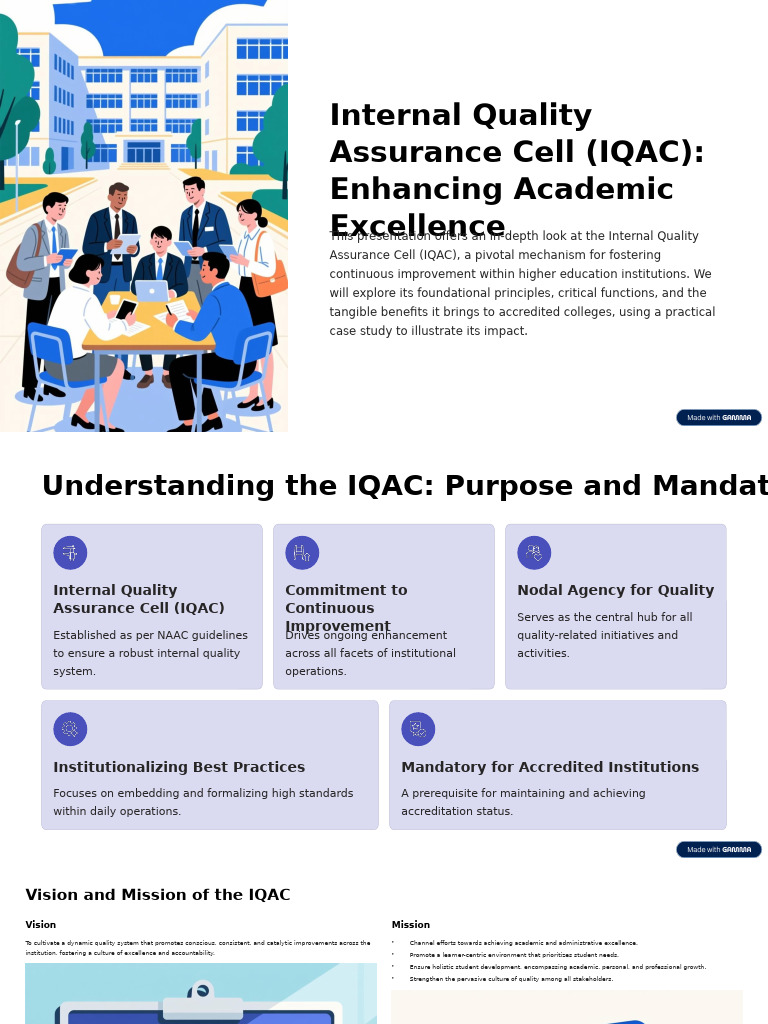 Role of IQAC in Academic Excellence | PDF | Regulatory Compliance ...