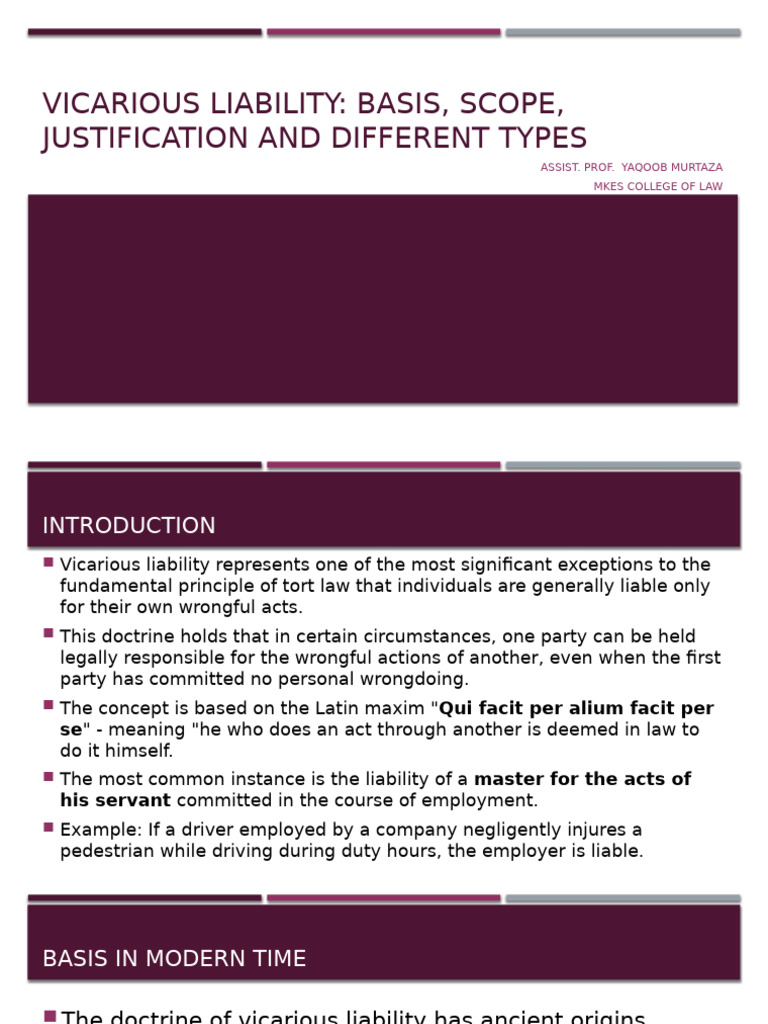 Vicarious Liability | PDF | Legal Liability | Vicarious Liability