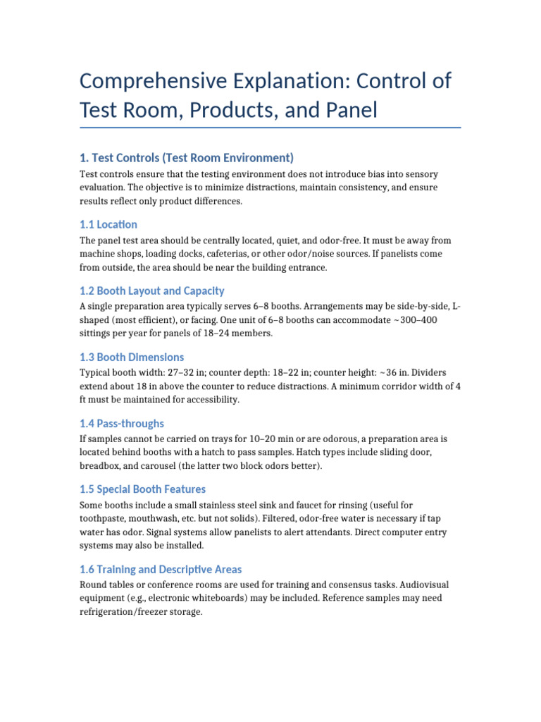 Test Room Control for Sensory Evaluation | PDF | Lighting | Refrigerator