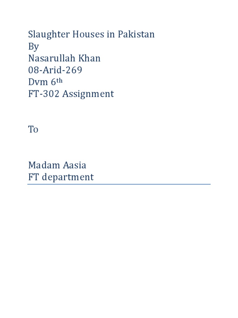 Slaughtr Houses in Pakistan PDF Slaughterhouse Animal Slaughter