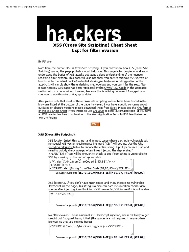 Javascript injection cheat sheet download