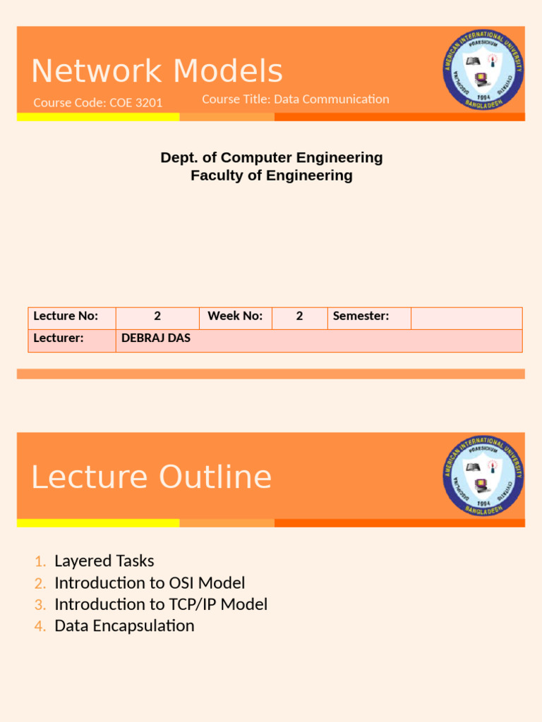 Data Communication Lecture 2 V2 | PDF | Osi Model | Internet Protocol Suite