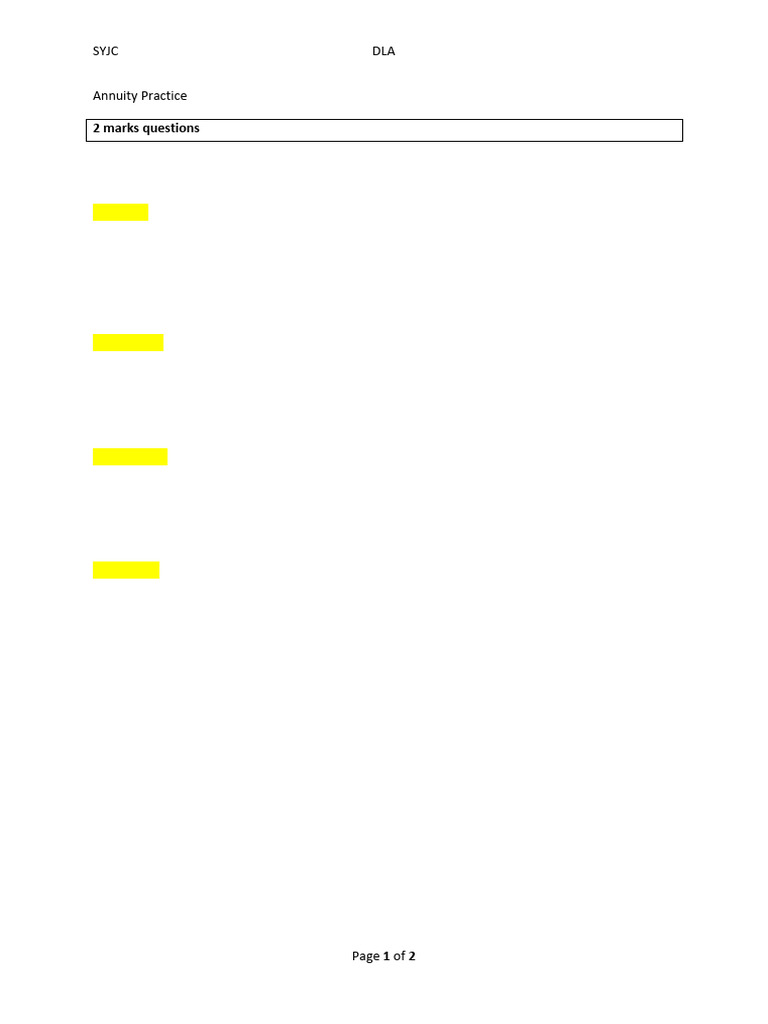 Annuity Worksheet | PDF