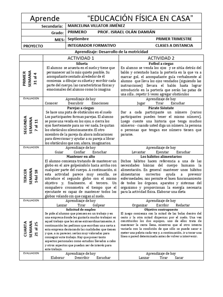 Actividades para el Desarrollo de la Motricidad | PDF | Evaluación ...