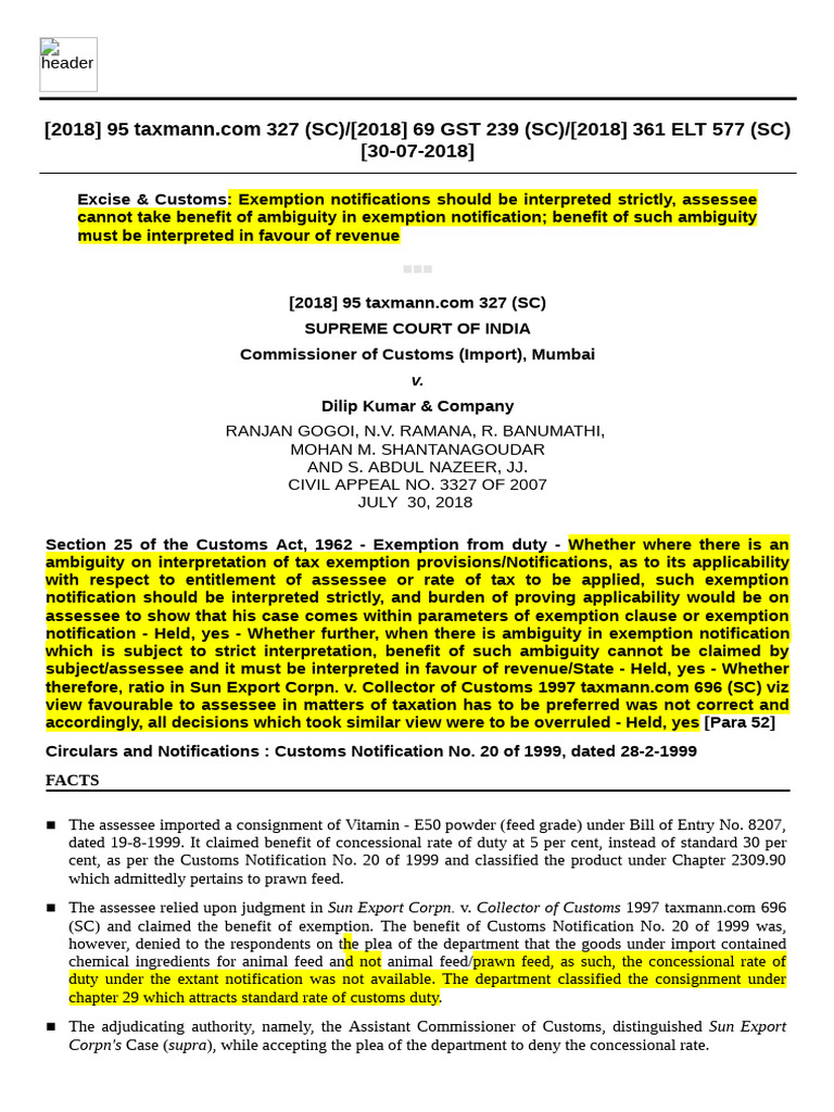 Strict Interpretation of Tax Exemptions | PDF | Statutory ...