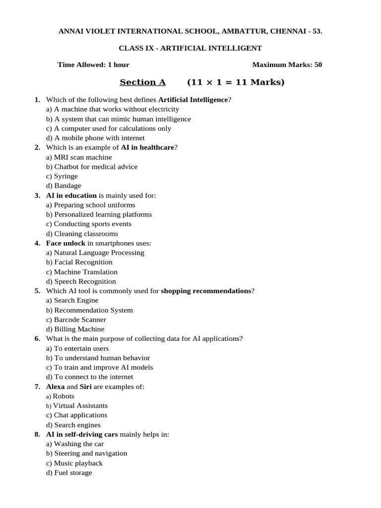 Class 9 AI UT2 | PDF | Artificial Intelligence | Intelligence (AI ...
