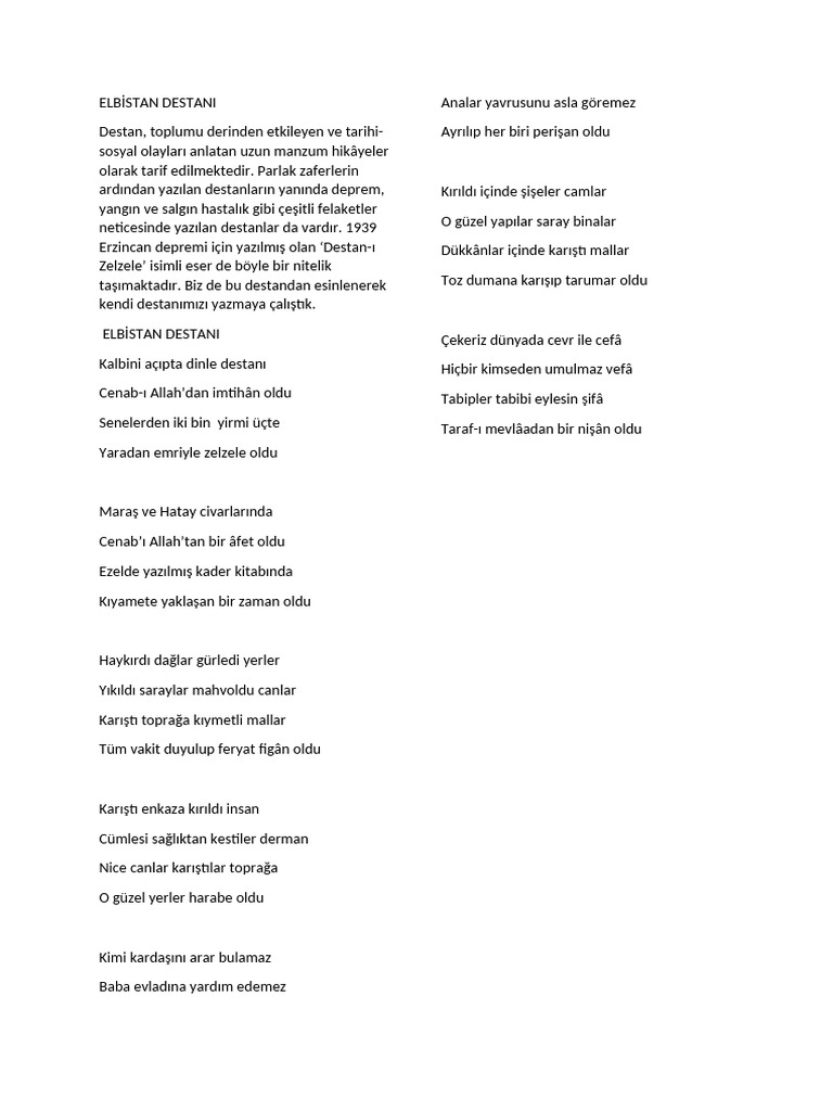 Elbi̇stan Destani | PDF