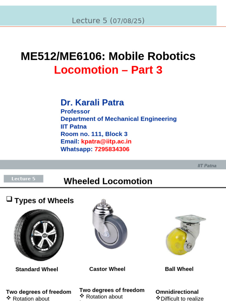Mobile Robotics Lecture5 | PDF | Axle | Wheel