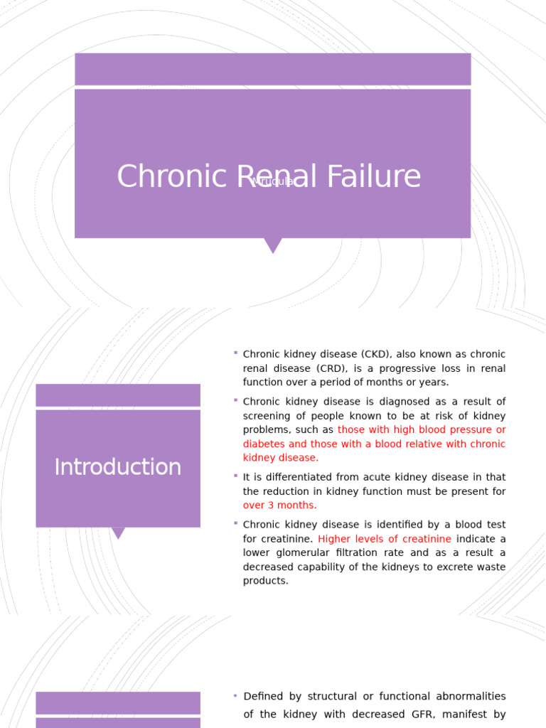 Chronic Renal Failure-1 | PDF | Chronic Kidney Disease | Kidney