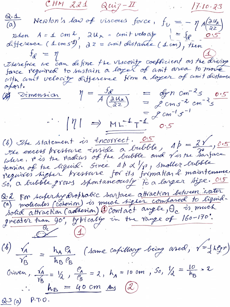 CHM 221 Solution Quiz II | PDF