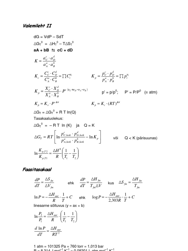 Thermodynamic Equations and Constants | PDF | Teaching Methods & Materials