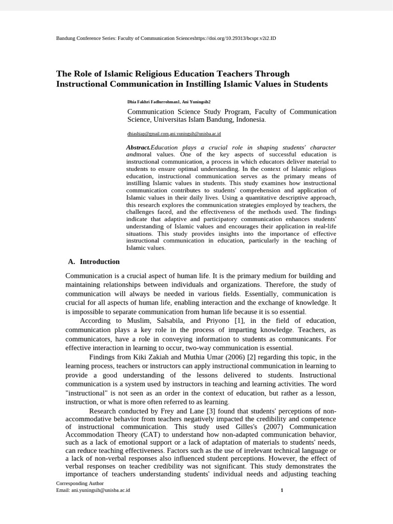 Instructional Communication in Islamic Education | PDF | Methodology ...