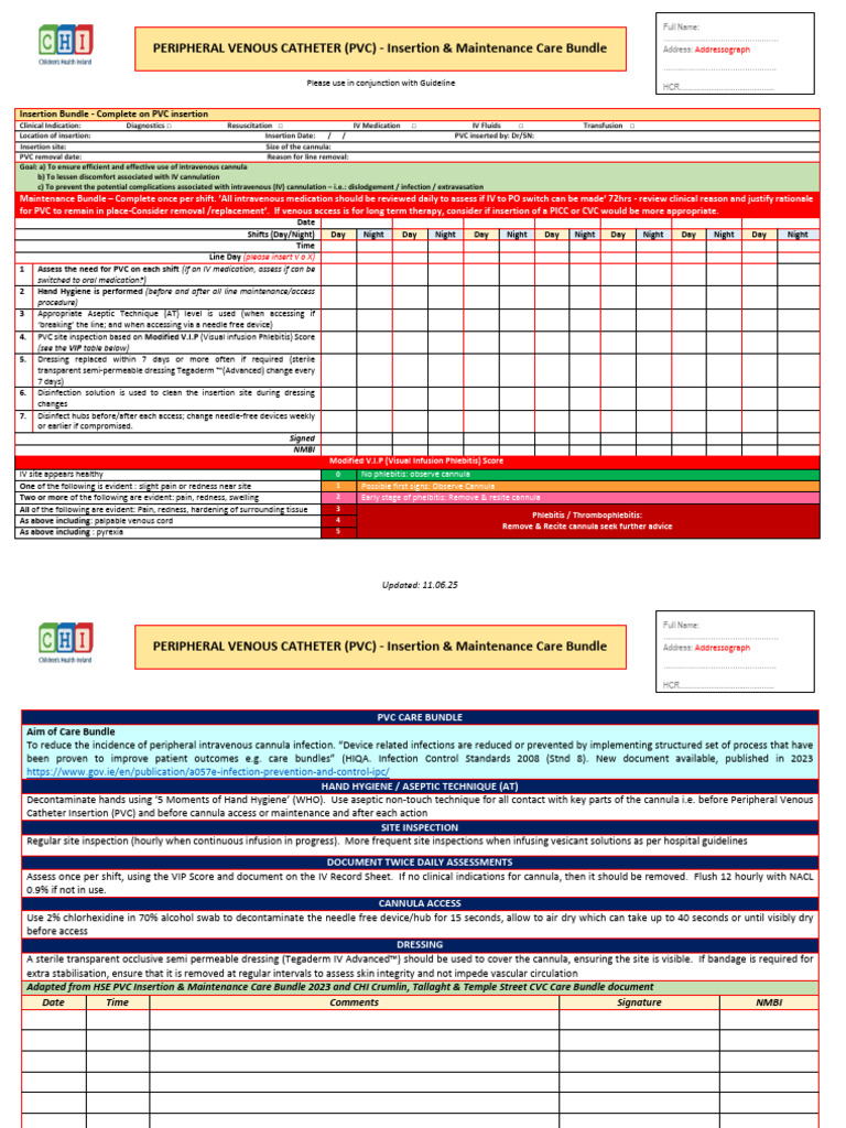 PVC Insertion & Maintenance Care Guide | PDF | Intravenous Therapy ...