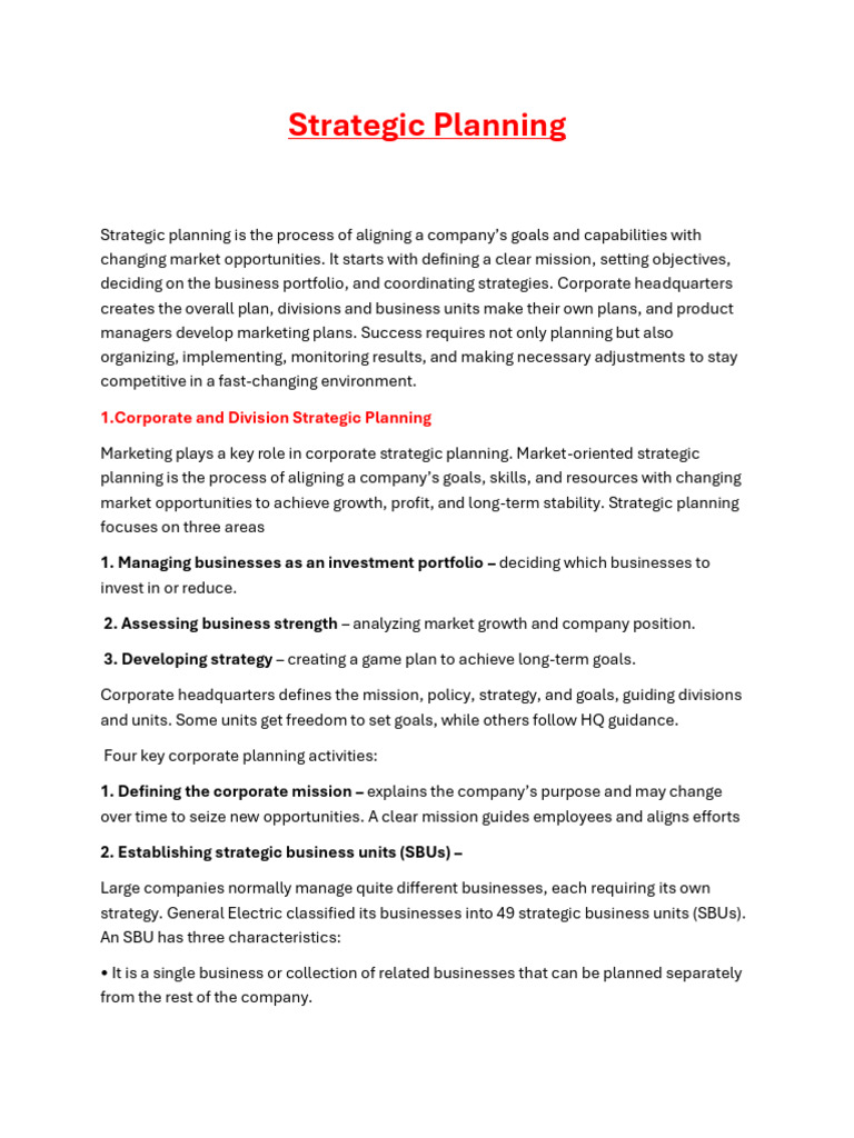 Strategic Planning 1 | PDF | Marketing | Market Segmentation