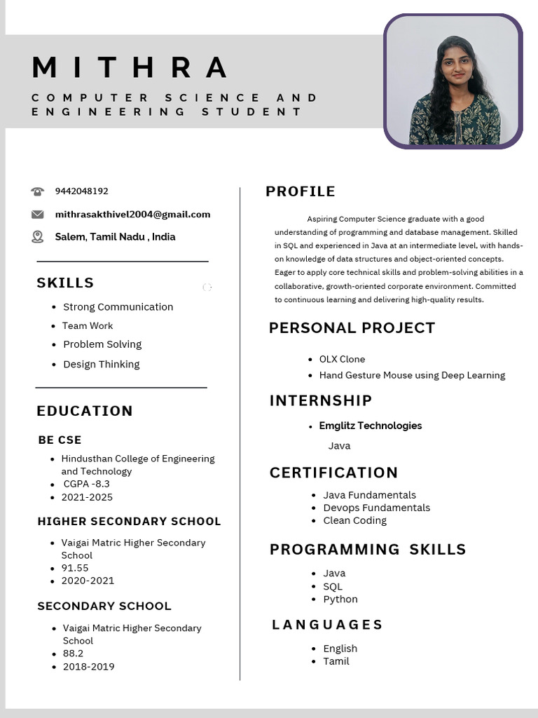 Aspiring Computer Science Graduate Profile | PDF