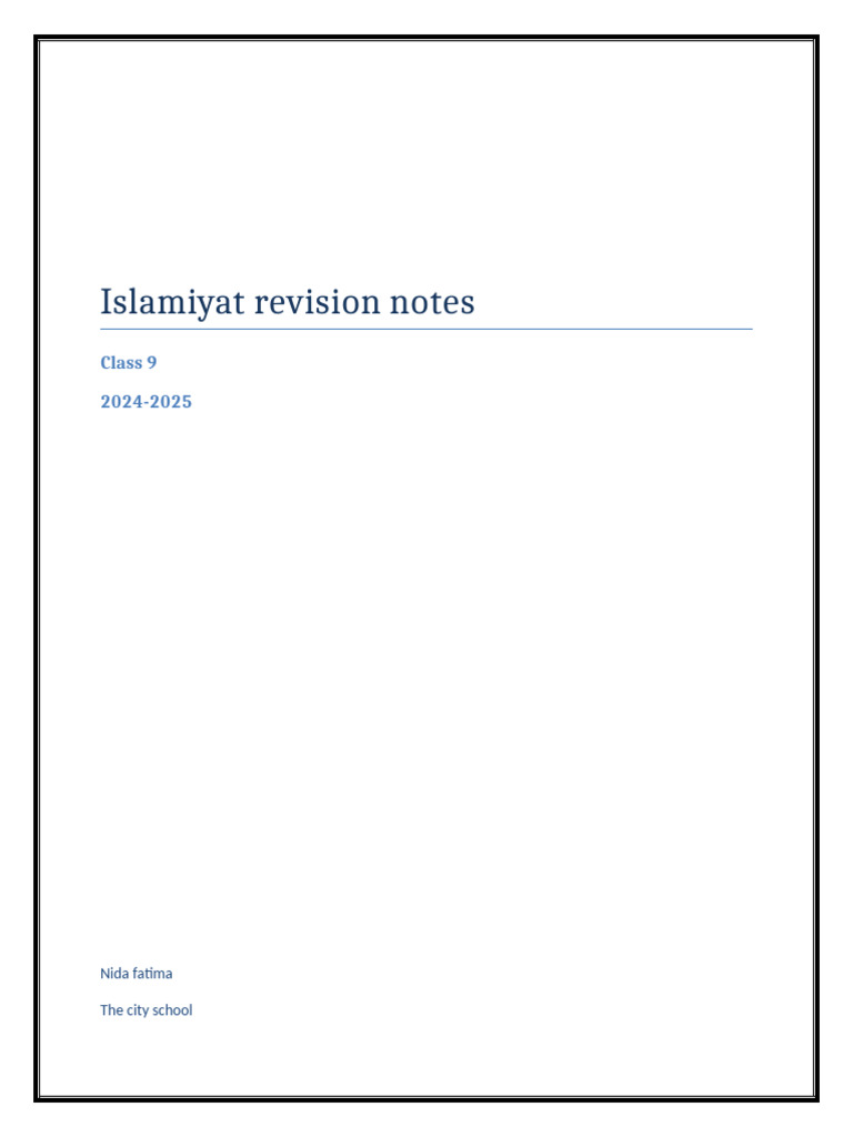 Notes Paper 1 | PDF | Muhammad | God In Islam