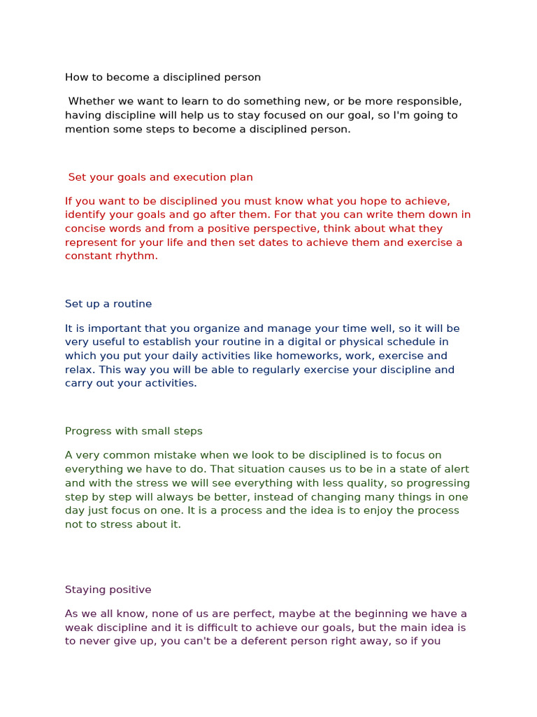 Steps to Cultivate Self-Discipline | PDF