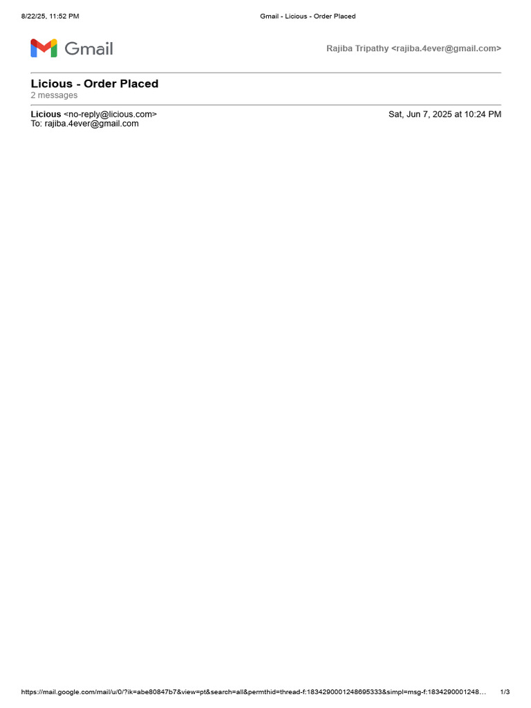 Licious Order Confirmation Details | PDF