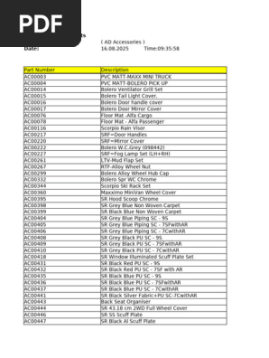 Spare Parts Price List for Vehicles | PDF | Headlamp | Automotive