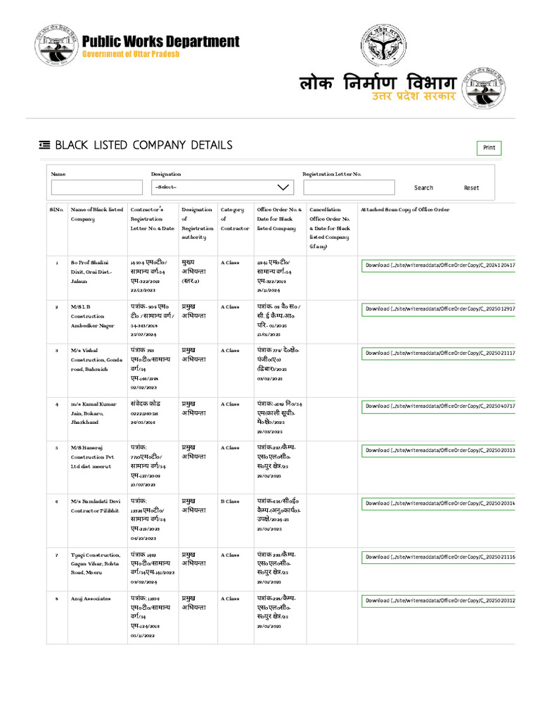 UP PWD - Contractors | PDF
