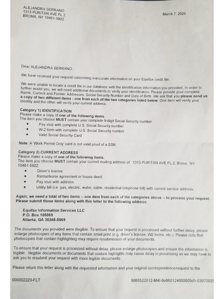 Equifax Request for Identification Verification | PDF | Social Security ...