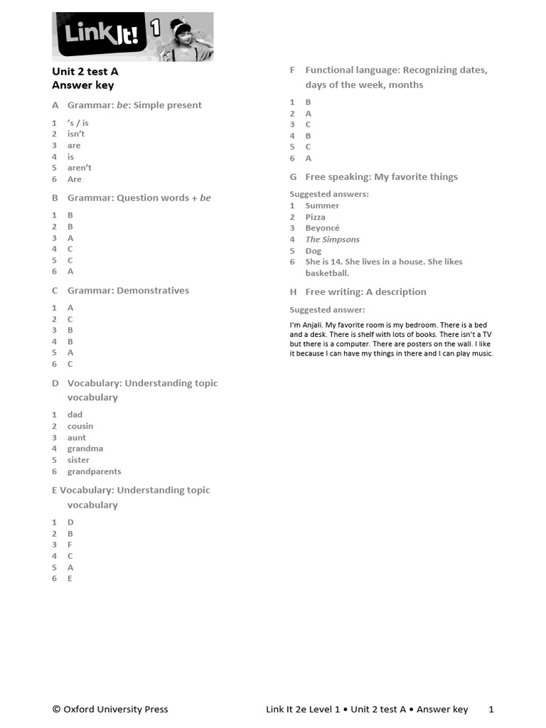 Lin It 1 Unit 2a Answer Key En-Us | PDF