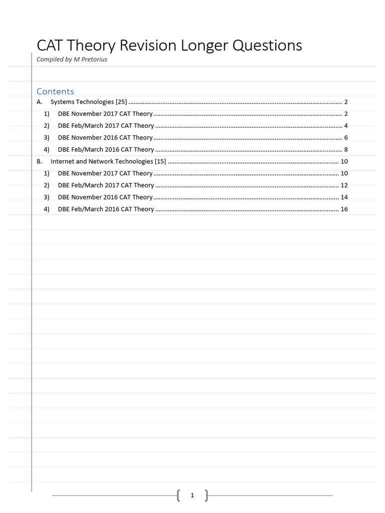 CAT Theory Revision Questions Guide | PDF