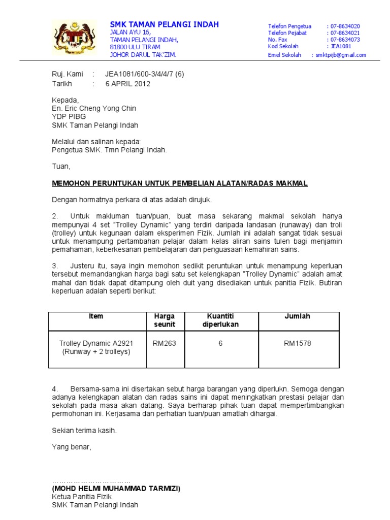 Contoh Kertas Kerja Oder Barang