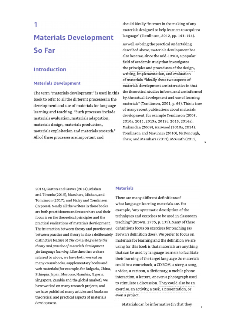Tomlinson - CH 1 Materials Development So Far | PDF
