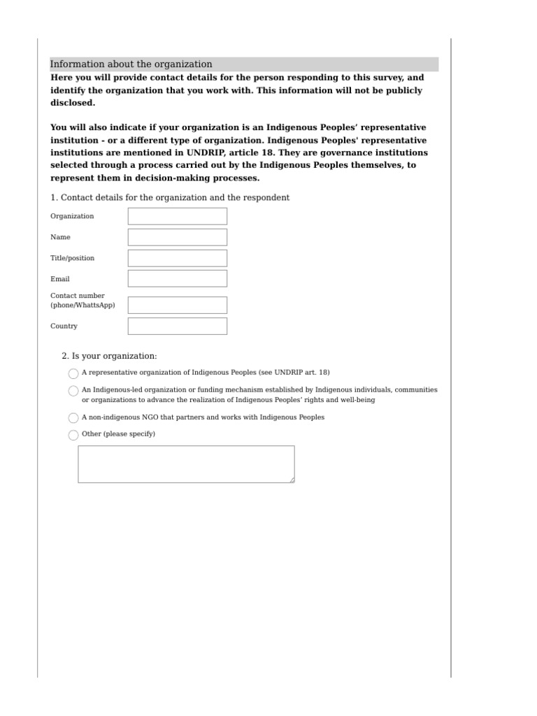 Indigenous Organization Survey Details | PDF | Indigenous Peoples