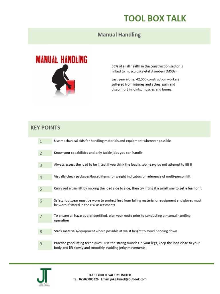 Manual Handling Safety Guidelines | PDF