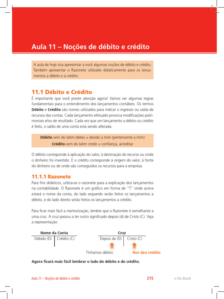 Noções de Débito e Crédito Contábil | PDF | Débitos e créditos | Balancete
