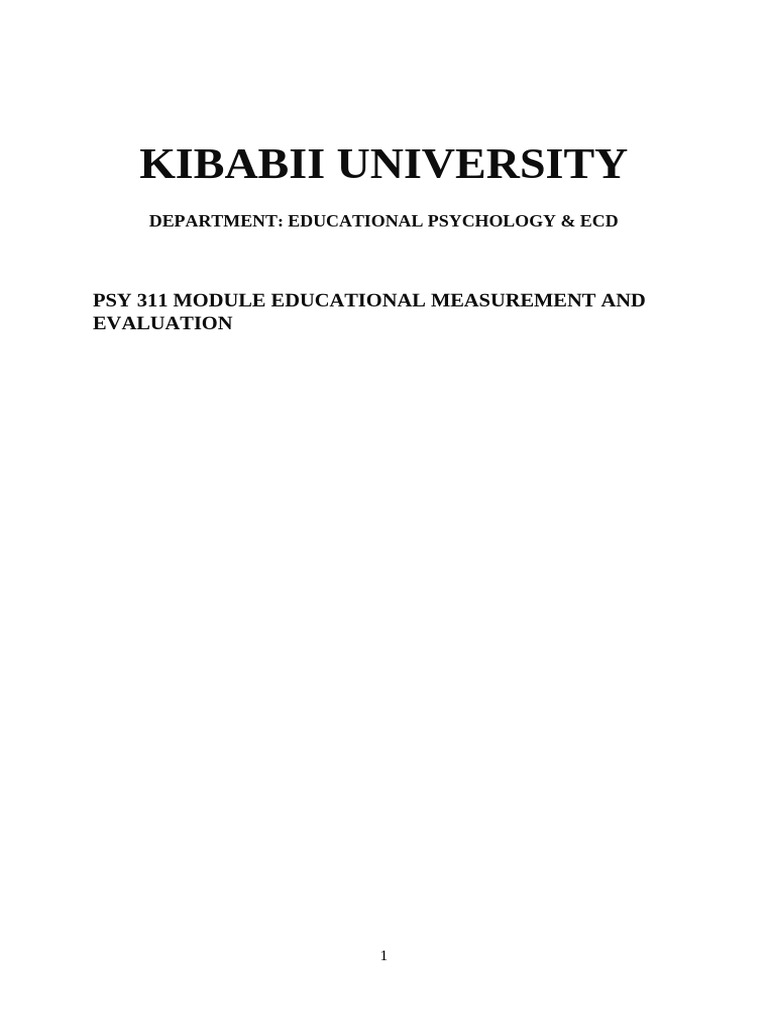 Psy 311 Educational Measurement and Evaluation Notes | PDF | Level Of ...