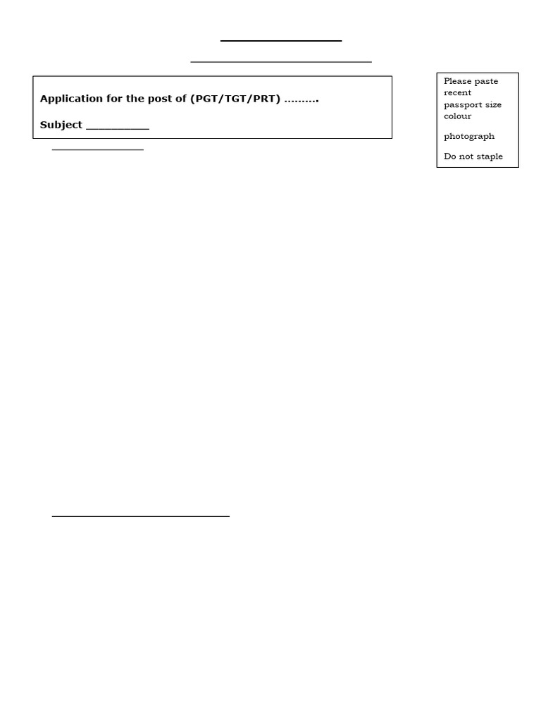 Application Form Teachers Pdf