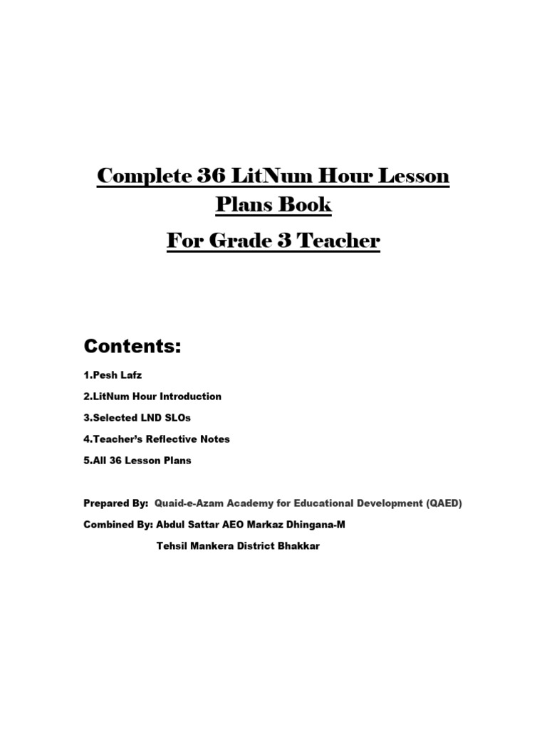 Complete 36 LitNum Hour Lesson Plans Book-Compressed | PDF
