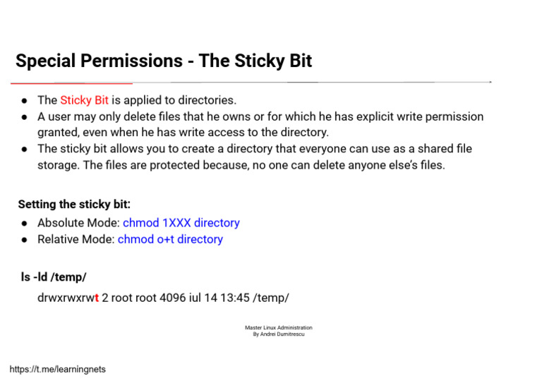 Understanding the Sticky Bit Permission | PDF