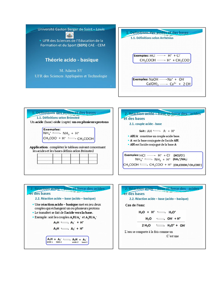 Acides, bases et calcul du pH | PDF | Ph | Acide