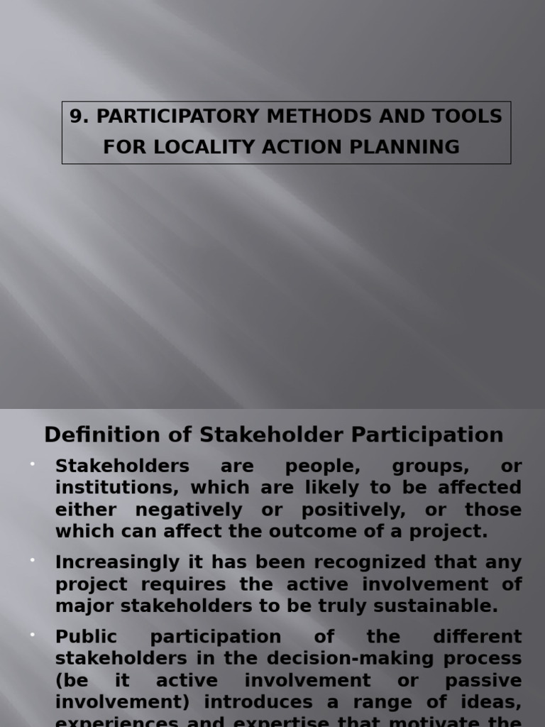 Participatory Methods and Tools | PDF | Land Use | Non Governmental ...