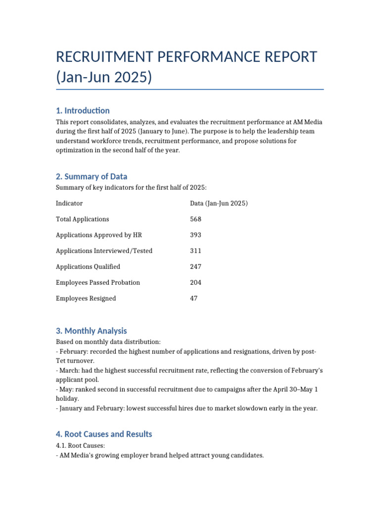 AM Media Recruitment Performance Review 2025 | PDF | Employee Retention ...