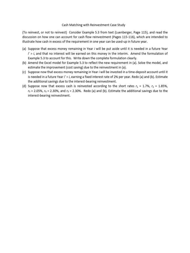 Cash Matching Case Study | PDF