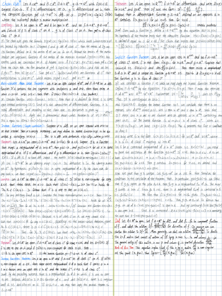 Chain Rule and Inverse Function Theorem | PDF | Mathematical Objects ...