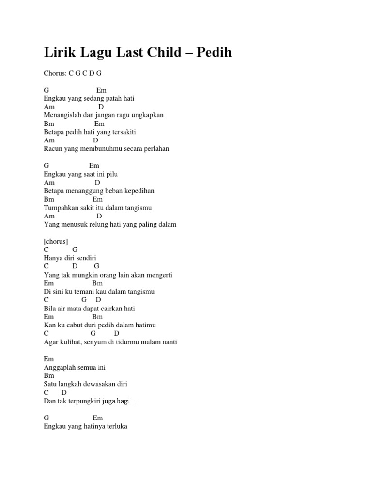 Lirik Lagu Last Child
