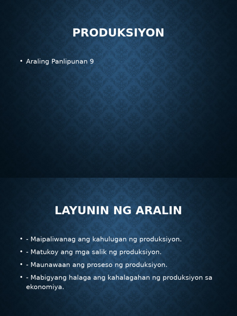 Produksyon AP9 PPT | PDF