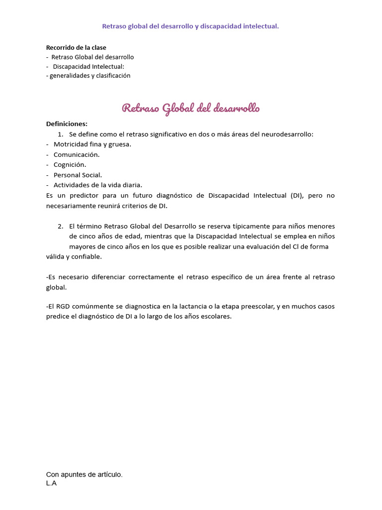 Retraso en el Desarrollo y Discapacidad Intelectual | PDF ...