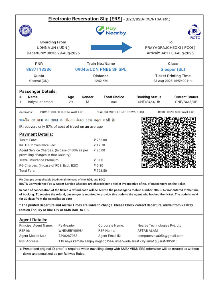 Train Ticket - 100006002013098 | PDF | Identity Document