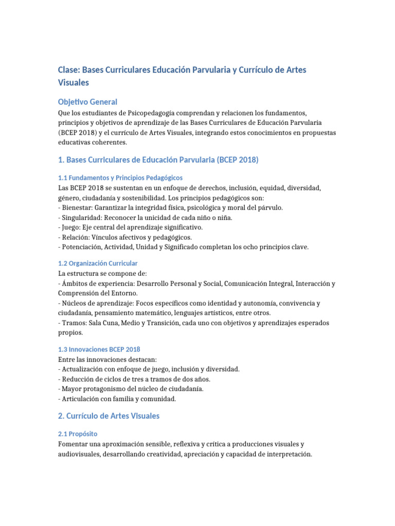 Clase BCEP Artes Visuales | PDF | Educación de la primera infancia ...