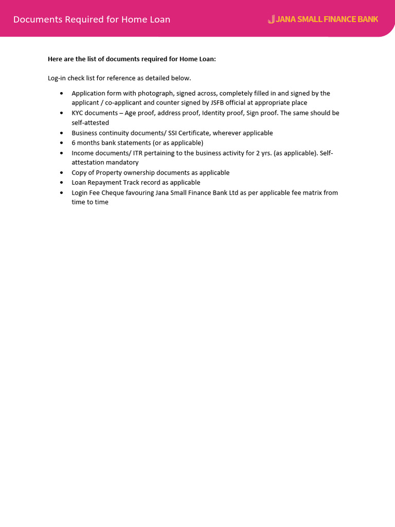 Documents For Home Loan | PDF
