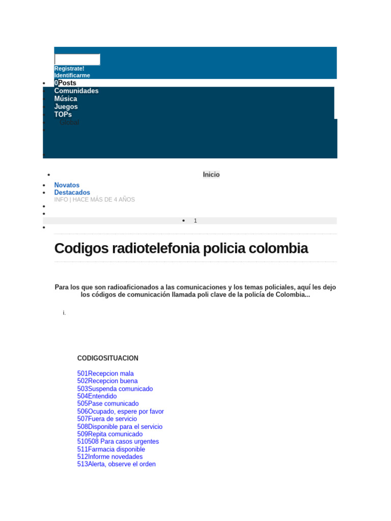 Codigos Radiotelefonia Policia Colombia - Taringa! | PDF | Cumplimiento ...