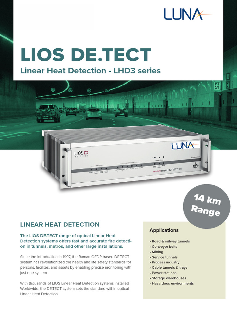 LIOS DE.TECT Linear Heat Detection System | PDF | Sensor | Optical Fiber