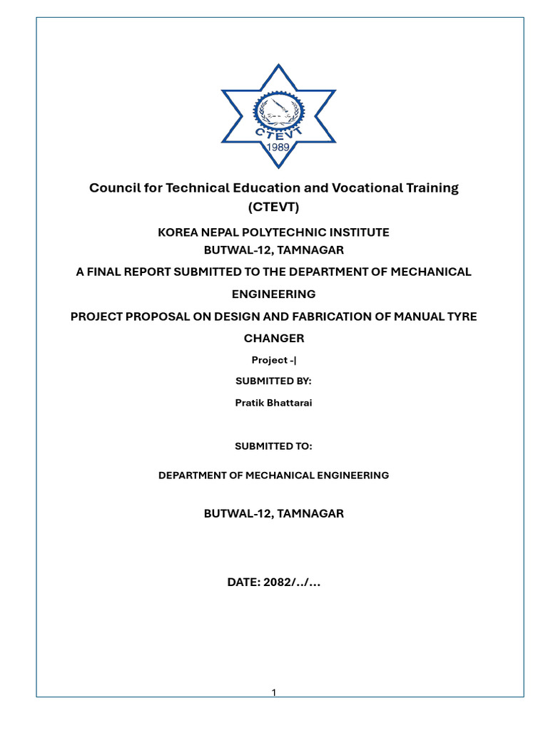 Manual Tyre Changer Design Project Report | PDF | Strength Of Materials ...